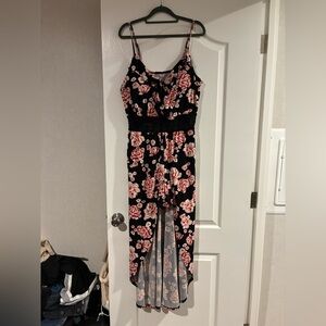 Floral Black and Pink High-Low Rumper